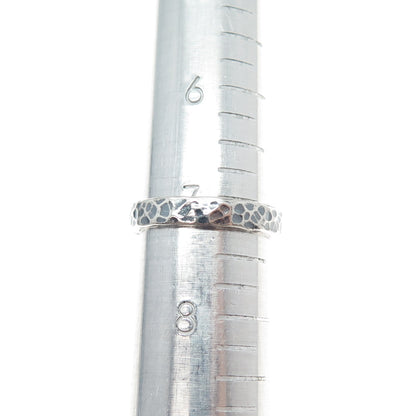 NOY LI 925 Sterling Silver Vintage Israel Hammered Oxidized Band Ring Size 7.25
