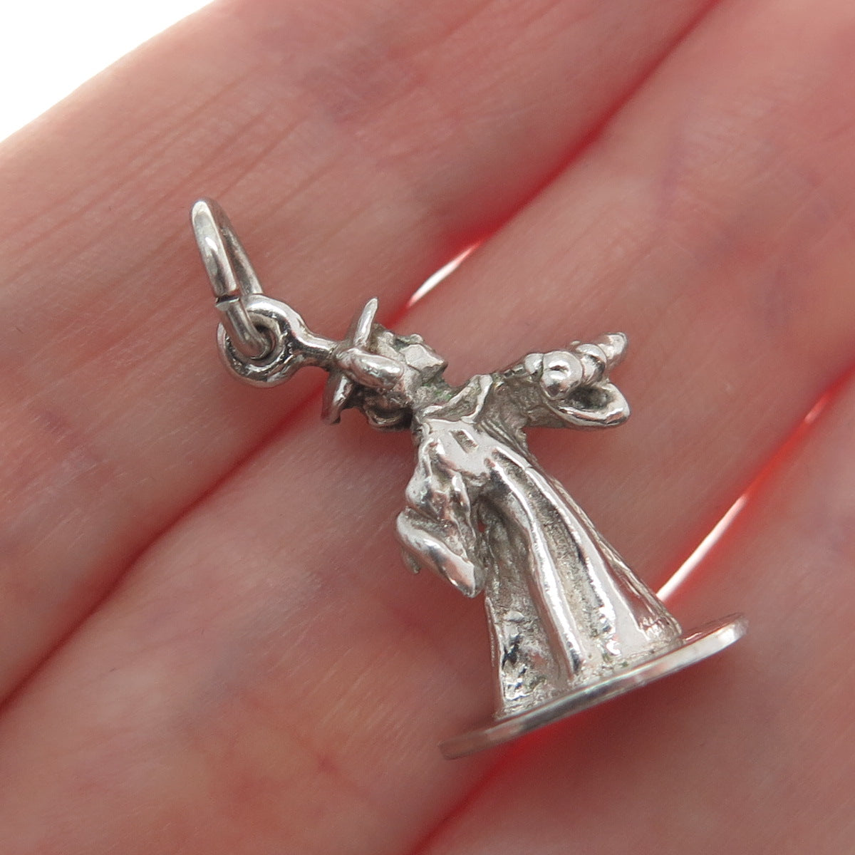 925 Sterling Silver Vintage Graduate Boy Minimalist 3D Charm Pendant