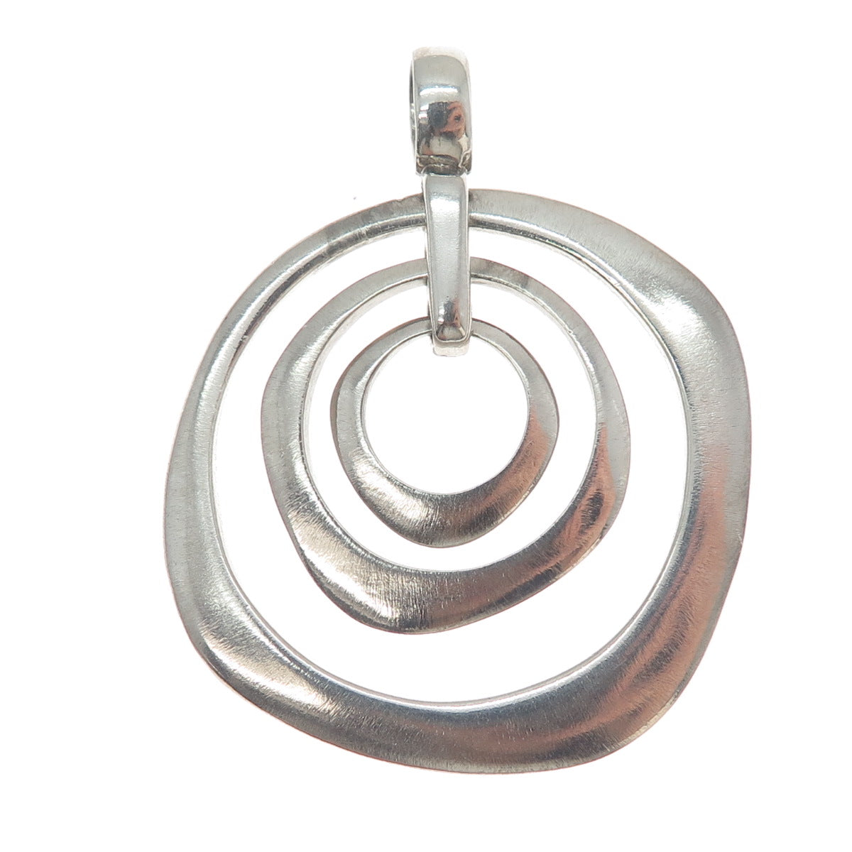 JCM JACMEL MAURITIUS 925 Sterling Silver Vintage Modernist Circle Pendant