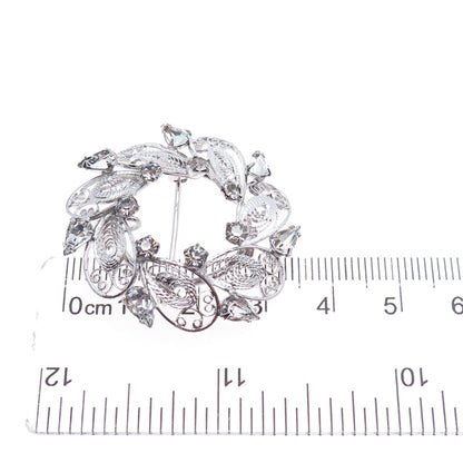 CARL ART 925 Sterling Silver Antique Rhinestone Filigree Pin Brooch / Pendant