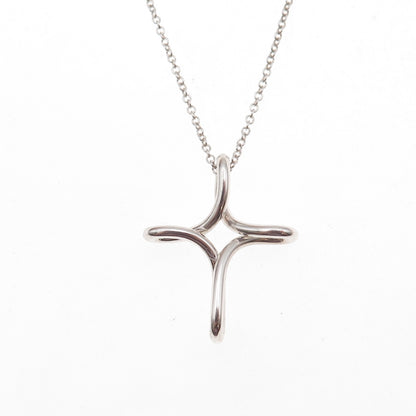 925 Sterling Silver Vintage Cross Cable Chain Necklace 18"