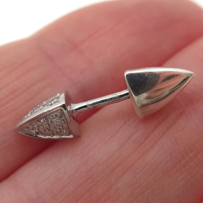 925 Sterling Silver Real Round-Cut Diamond Thorn Stud Earrings