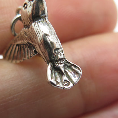 JEZLAINE 925 Sterling Silver Vintage Hummingbird 3D Charm Pendant