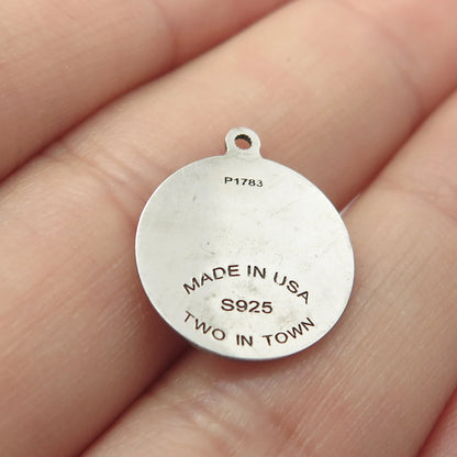 925 Sterling Silver USA Two In Town Snail Charm Pendant