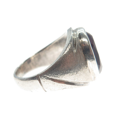 925 Sterling Silver Vintage Lab-Created Ruby Oxidized Ring Size 6