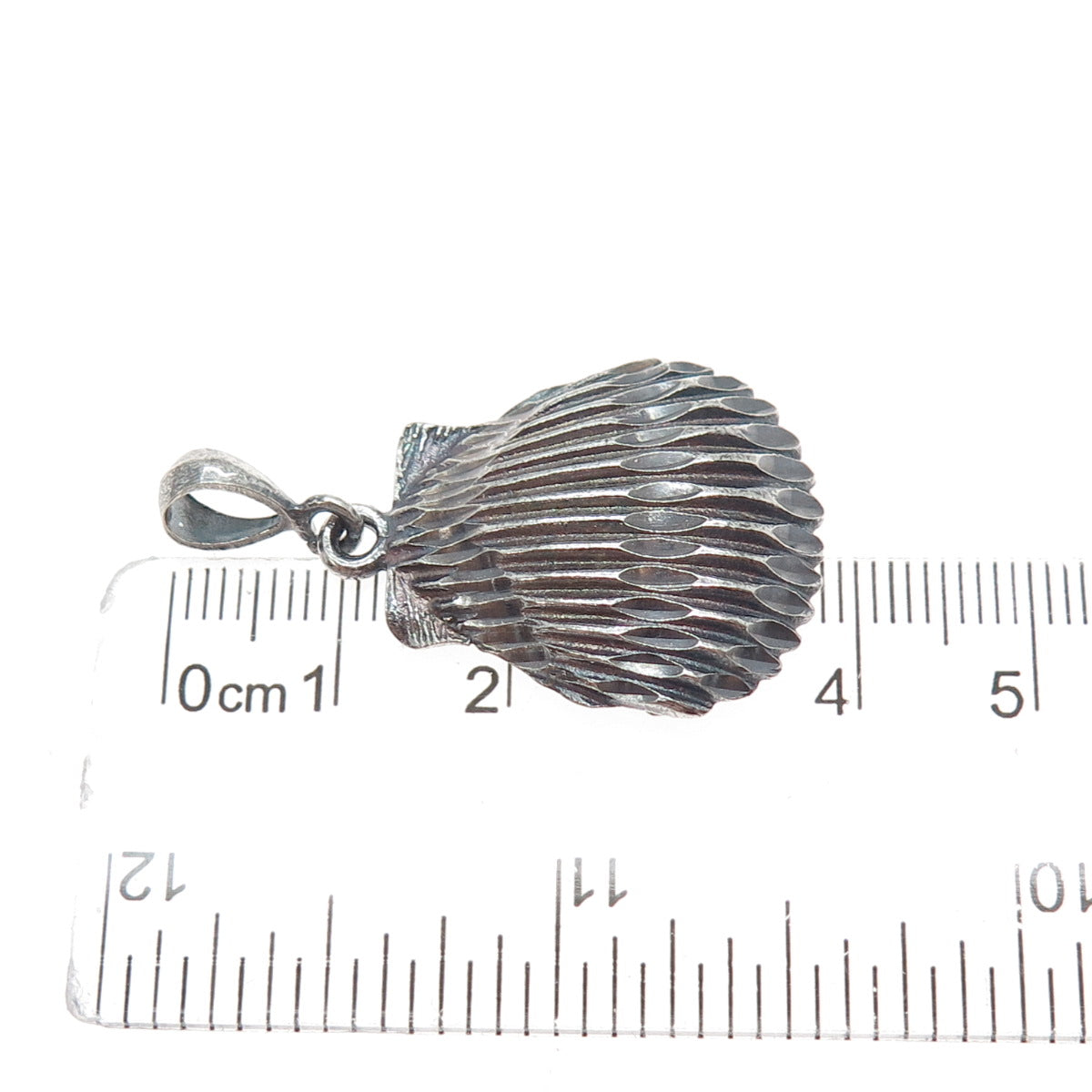 925 Sterling Silver Vintage Seashell Oxidized Charm Pendant