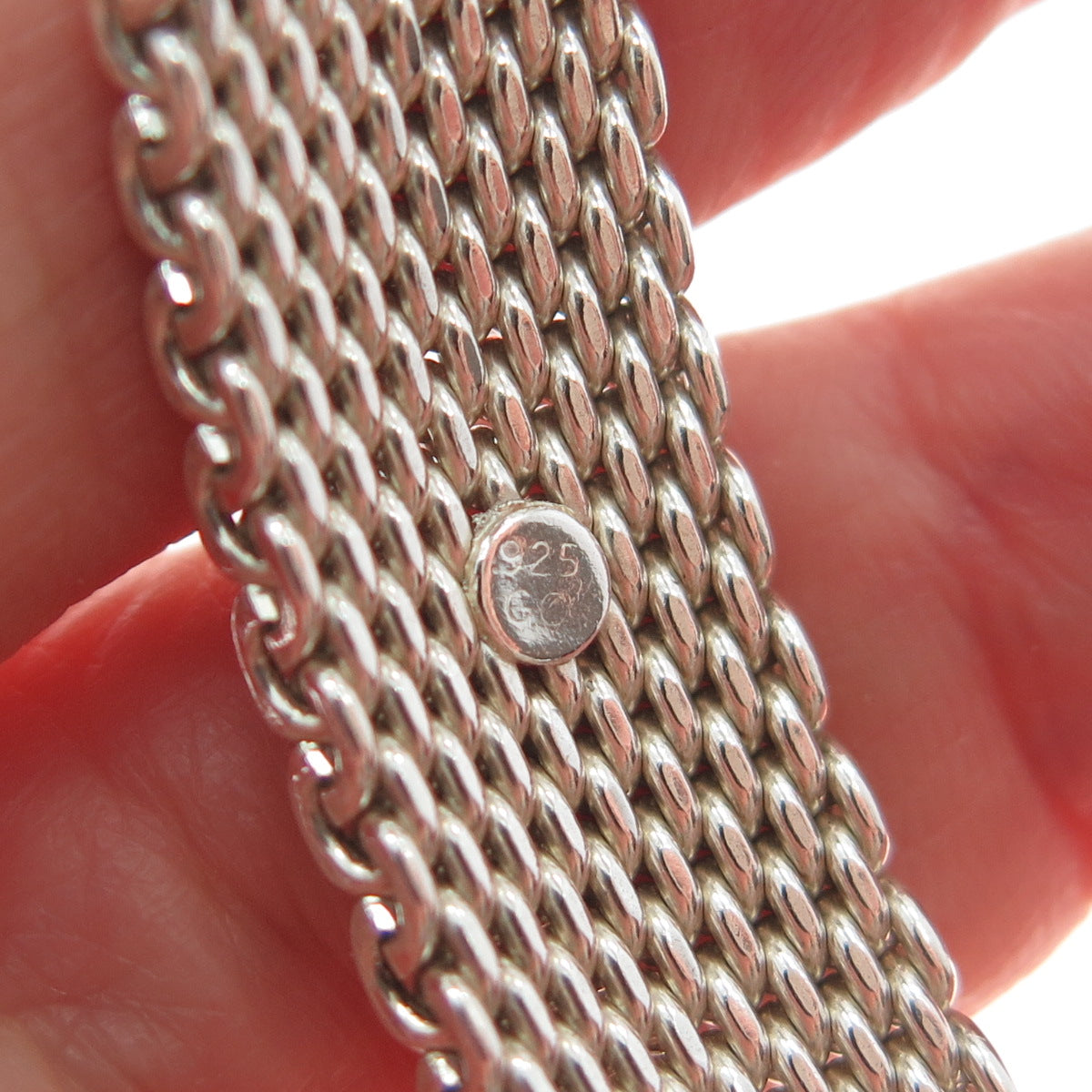 925 Sterling Silver Vintage Mesh Link Bracelet 7.75"