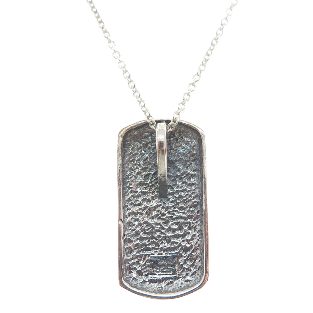 925 Sterling Silver Italy Spider Web Tag Cable Chain Necklace 18"