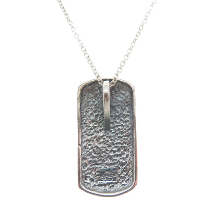 925 Sterling Silver Italy Spider Web Tag Cable Chain Necklace 18"