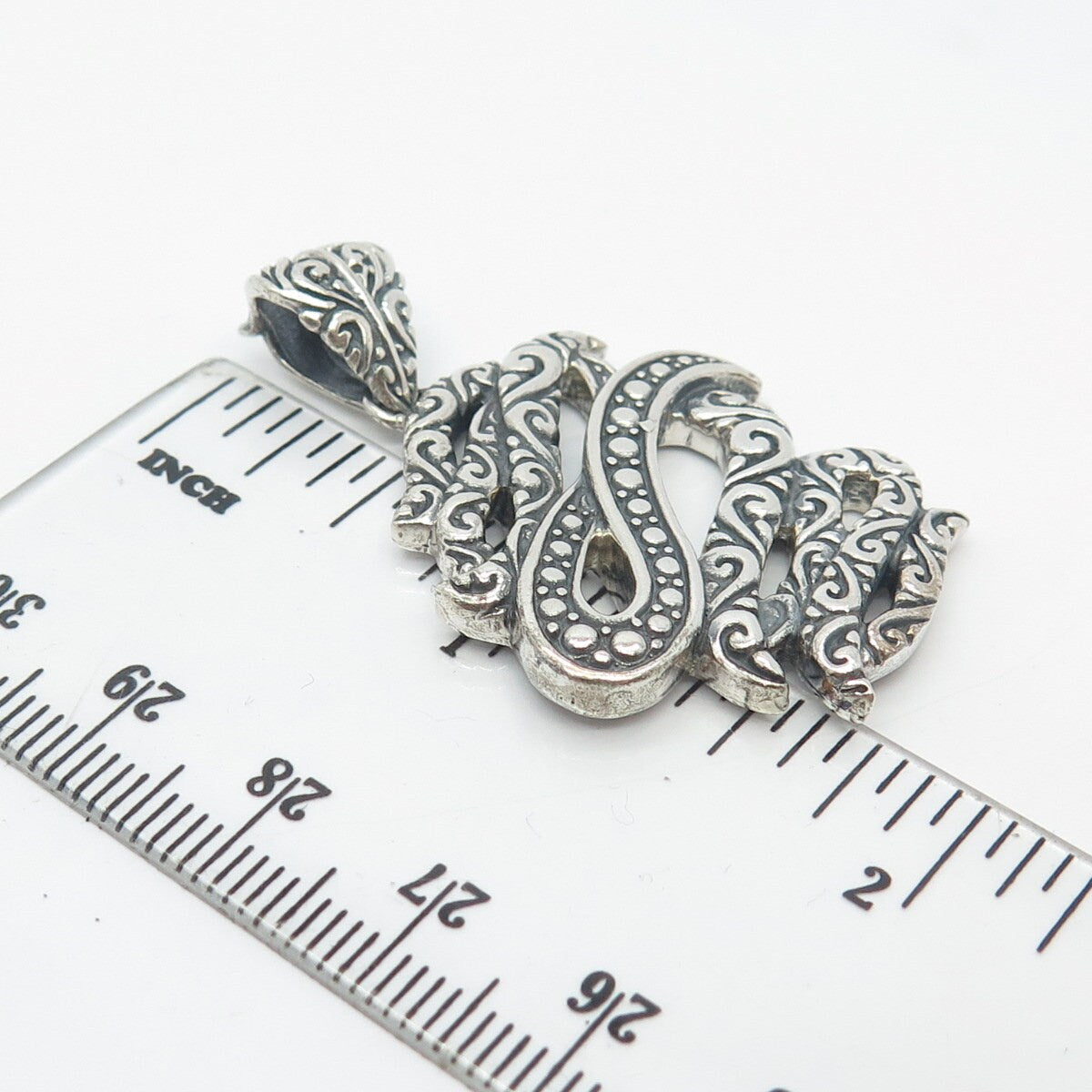 925 Sterling Silver Vintage Ornate Abstract Pendant