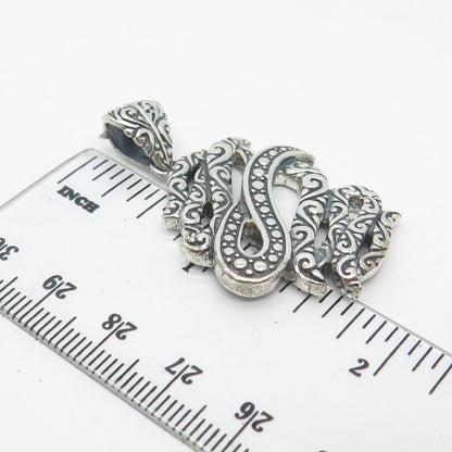 925 Sterling Silver Vintage Ornate Abstract Pendant