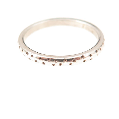 Estelle 925 Sterling Silver Vintage Dotted Oxidized Band Ring Size 7