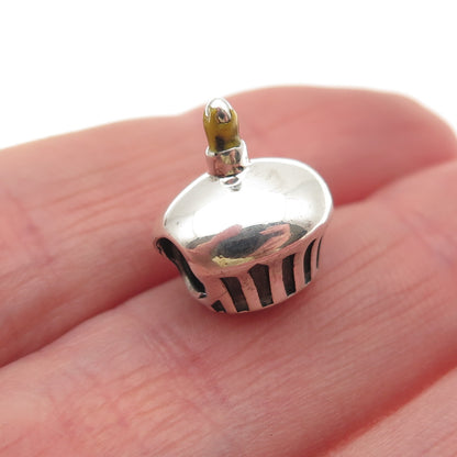 Chamilia 925 Sterling Silver Enamel Birthday Cupcake Slide Bead Charm