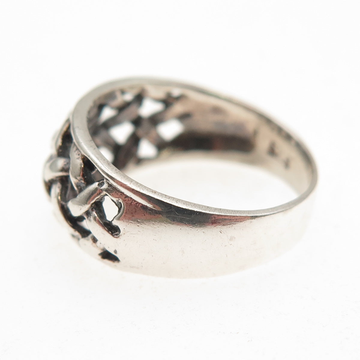 925 Sterling Silver Vintage Woven Oxidized Ring Size 6.75