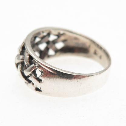 925 Sterling Silver Vintage Woven Oxidized Ring Size 6.75