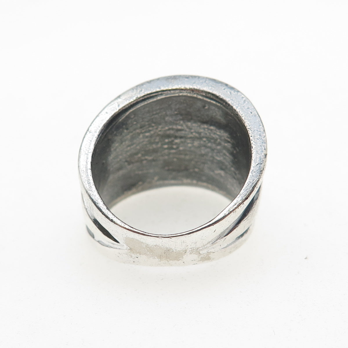P.R.EX 925 Sterling Silver Vintage Italy Modernist Ribbed Oxidized Ring Size 6.5