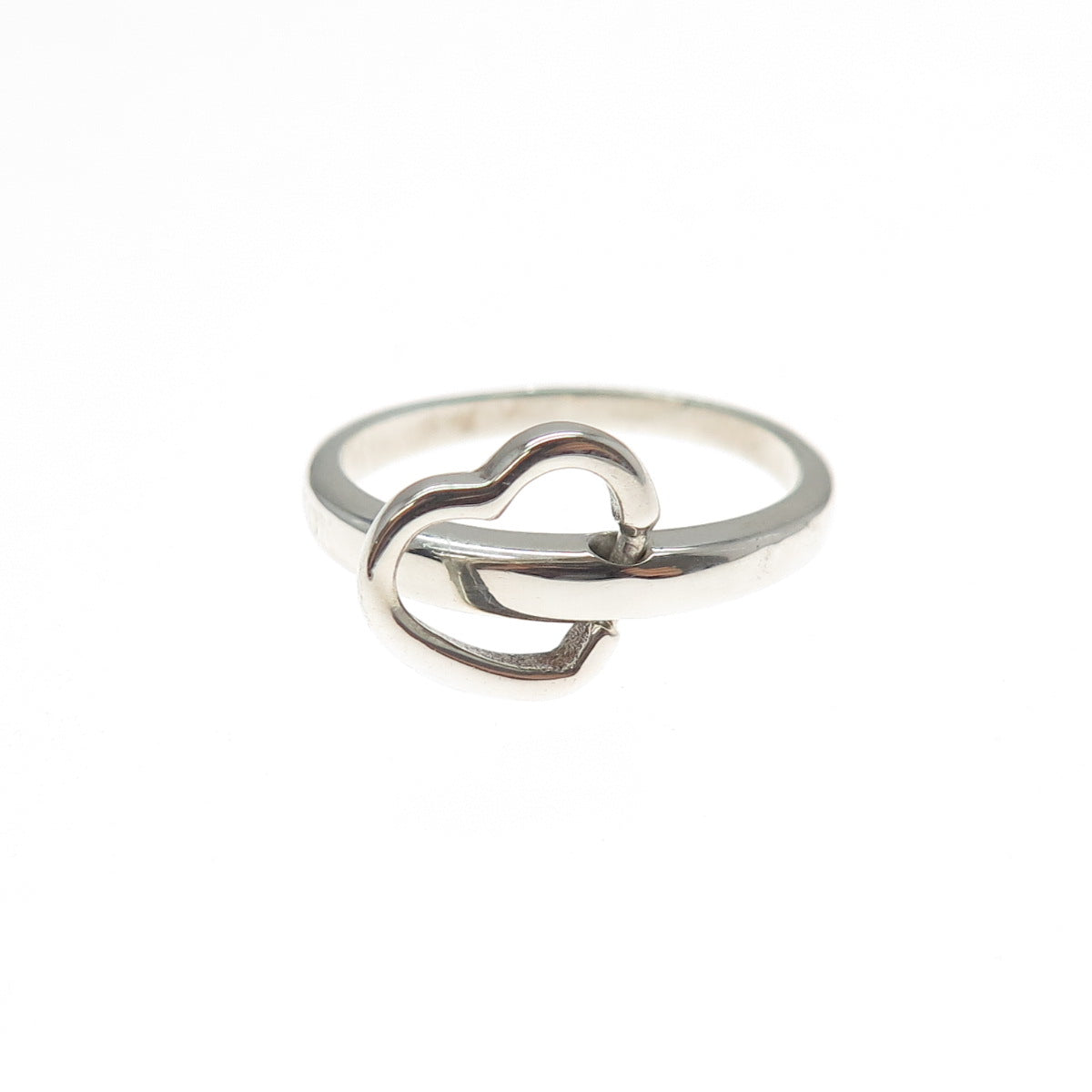 BURTON 925 Sterling Silver Vintage Interlocked Heart Ring Size 7
