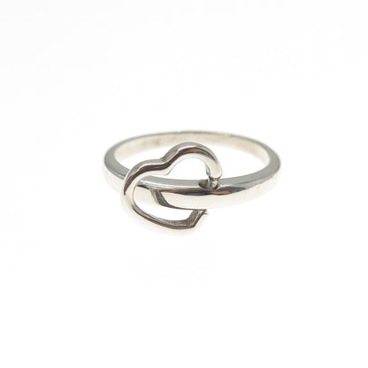 BURTON 925 Sterling Silver Vintage Interlocked Heart Ring Size 7