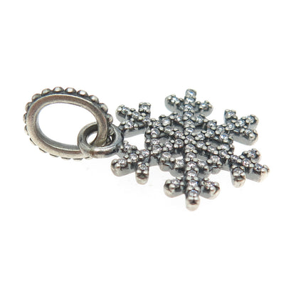 PANDORA 925 Sterling Silver Round-Cut C Z Snowflake Charm Pendant