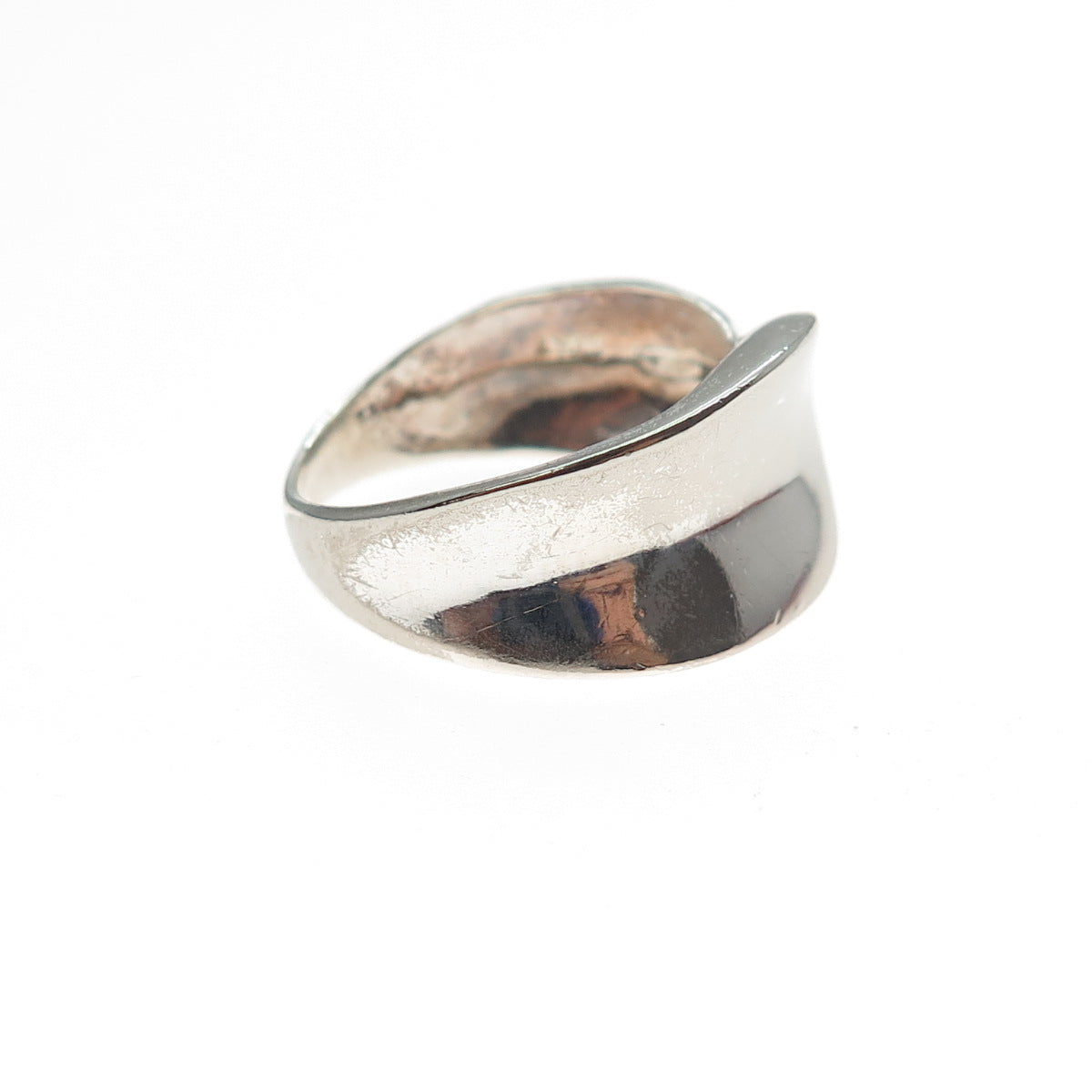 925 Sterling Silver Vintage Italy Modernist Overlap Ring Size 6.25