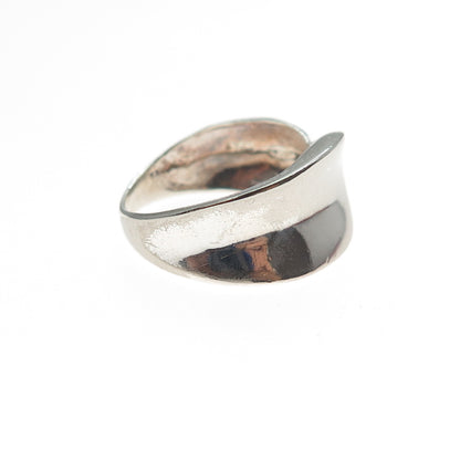 925 Sterling Silver Vintage Italy Modernist Overlap Ring Size 6.25