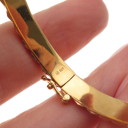 925 Sterling Silver Gold Plated Diamond-Shape Bangle Bracelet 6.25"