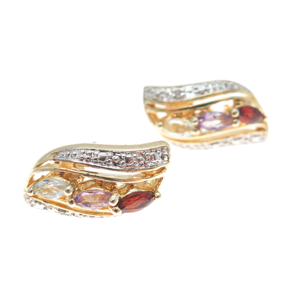 RSE ROBERT SEEMAN Sterling Gold Plated Real Diamond Accent & Multi-Gem Earrings