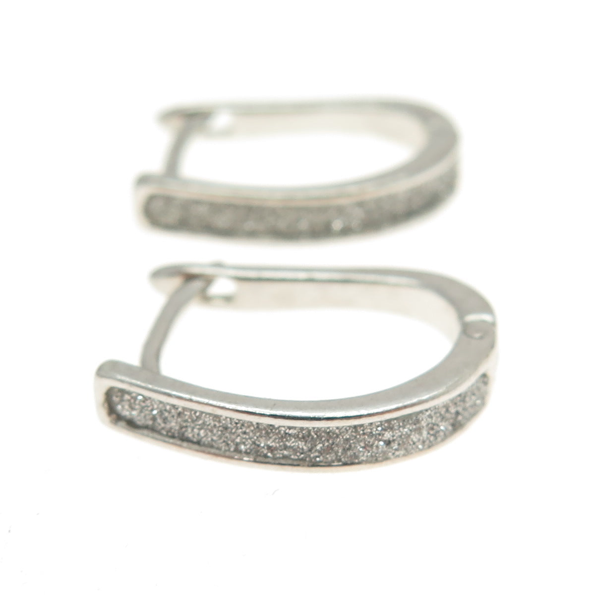 925 Sterling Silver Diamond-Illusion Horseshoe Hoop Earrings