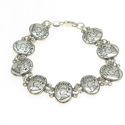 925 Sterling Silver Vintage IMP Israel David's Lyre Harp Bracelet 7.75"