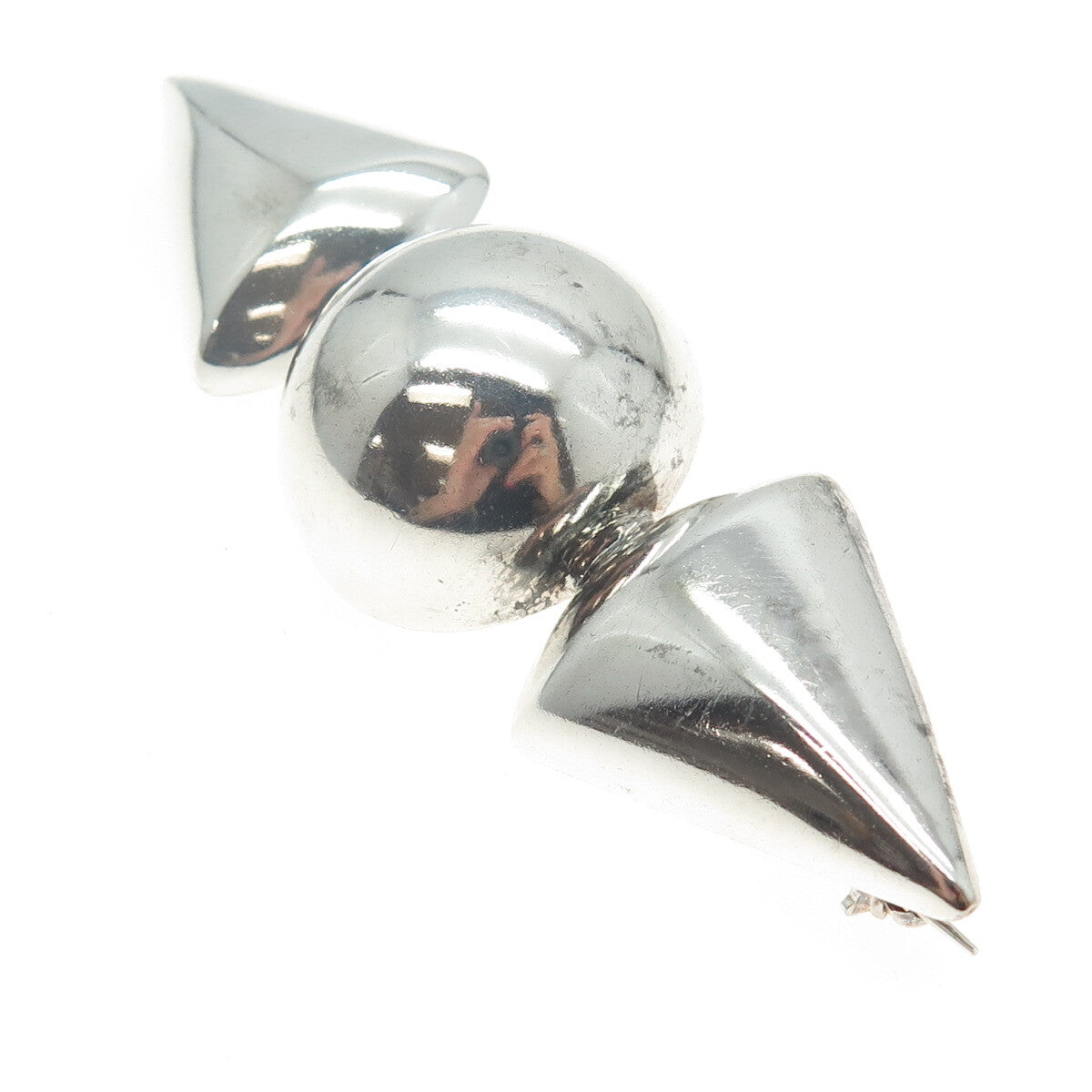 925 Sterling Silver Vintage Italy Modernist Geometric Pin Brooch