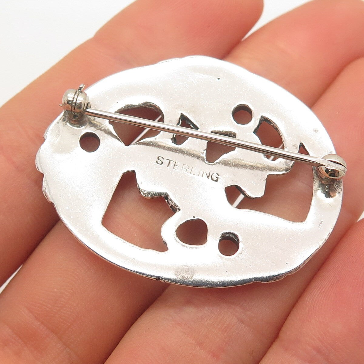 925 Sterling Silver Vintage Modernist Pin Brooch