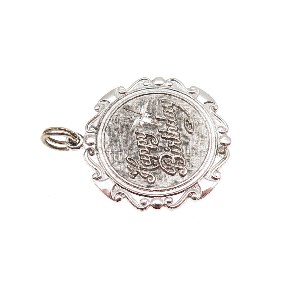Griffith & Sons Co. 925 Sterling Silver Vintage Happy Birthday Charm Pendant