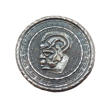925 Sterling Silver Vintage Mexico Totonac Culture Oxidized Pin Brooch / Pendant