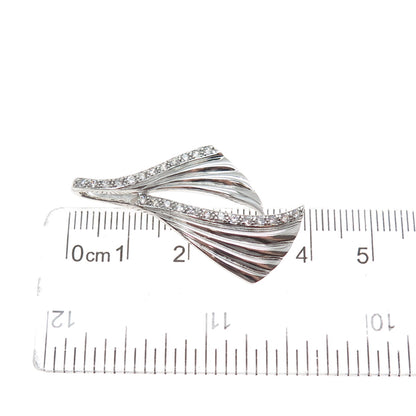 925 Sterling Silver Round-Cut C Z Modernist Petal Slide Charm Pendant