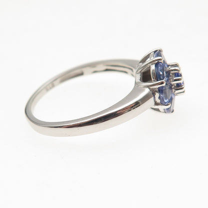 Chuck Clemency 925 Sterling Silver Real Multi-Cut Tanzanite Ring Size 7.25