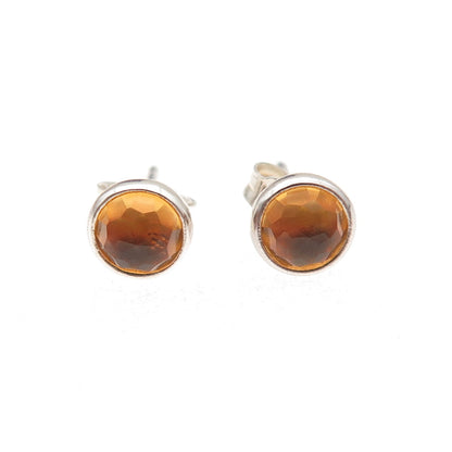 Pandora 925 Sterling Silver Real Citrine November Birthstone Stud Earrings