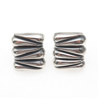 Krypell 925 Sterling Silver Vintage Modernist Oxidized Omega Back Earrings