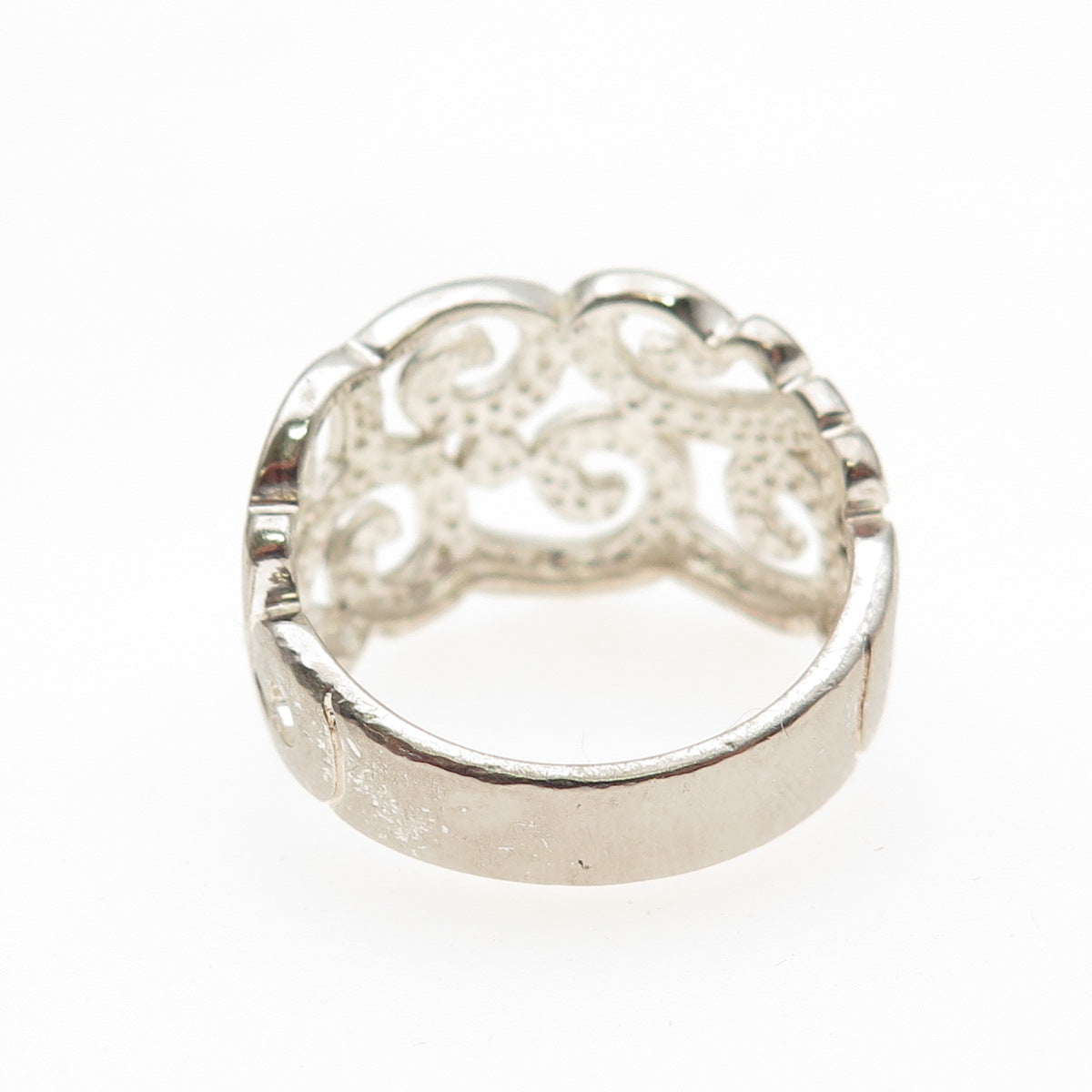 925 Sterling Silver Vintage Swirl Ring Size 8
