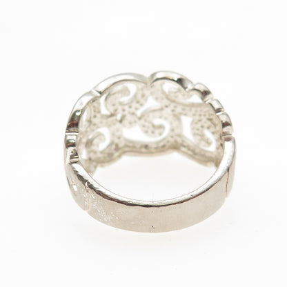 925 Sterling Silver Vintage Swirl Ring Size 8