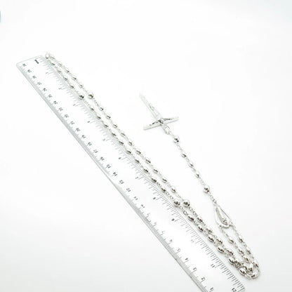 925 Sterling Silver Antique Art Deco Creed Jesus Cross Religious Necklace 28"