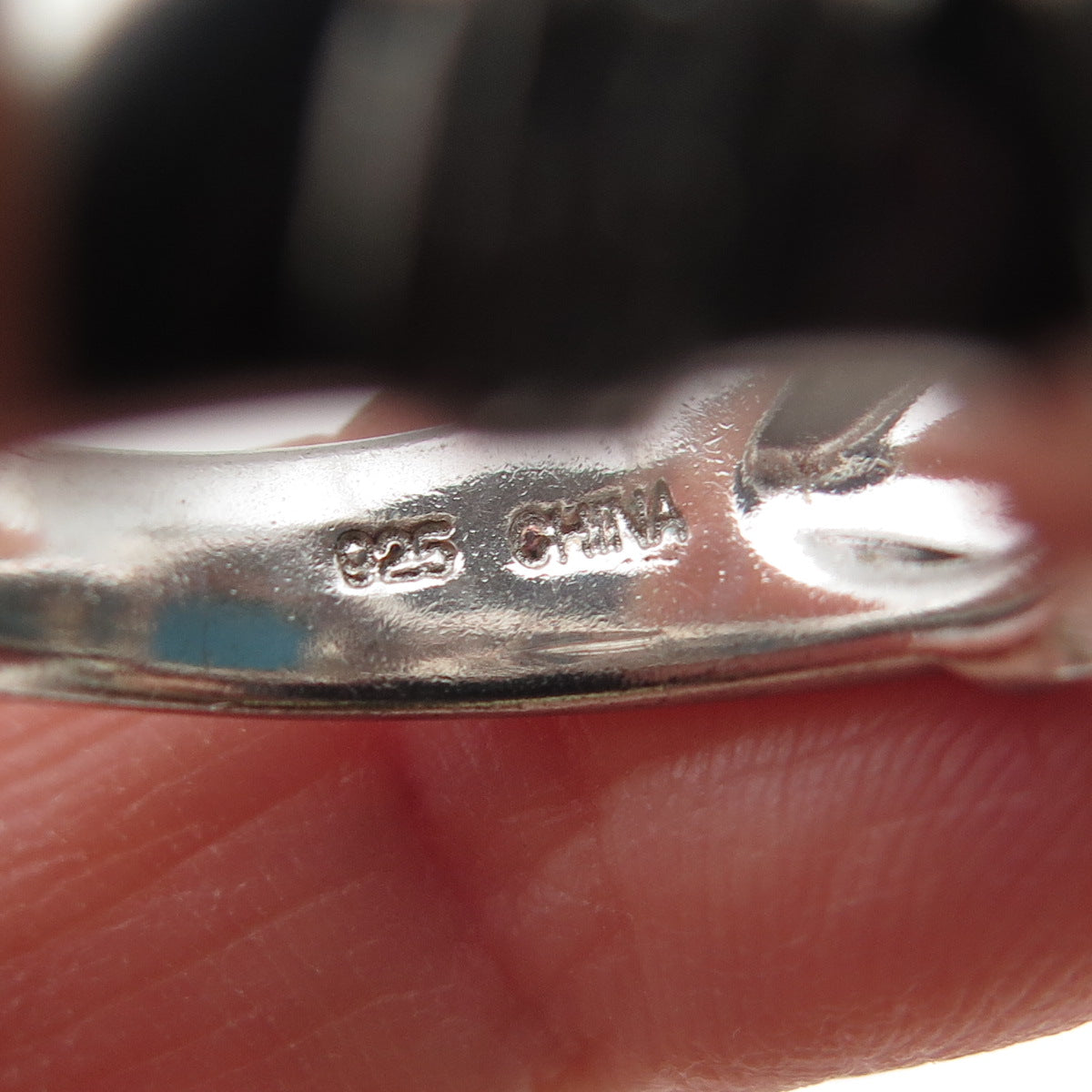 925 Sterling Silver Real Turquoise & Round-Cut C Z Ring Size 8