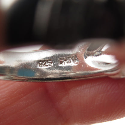 925 Sterling Silver Real Turquoise & Round-Cut C Z Ring Size 8