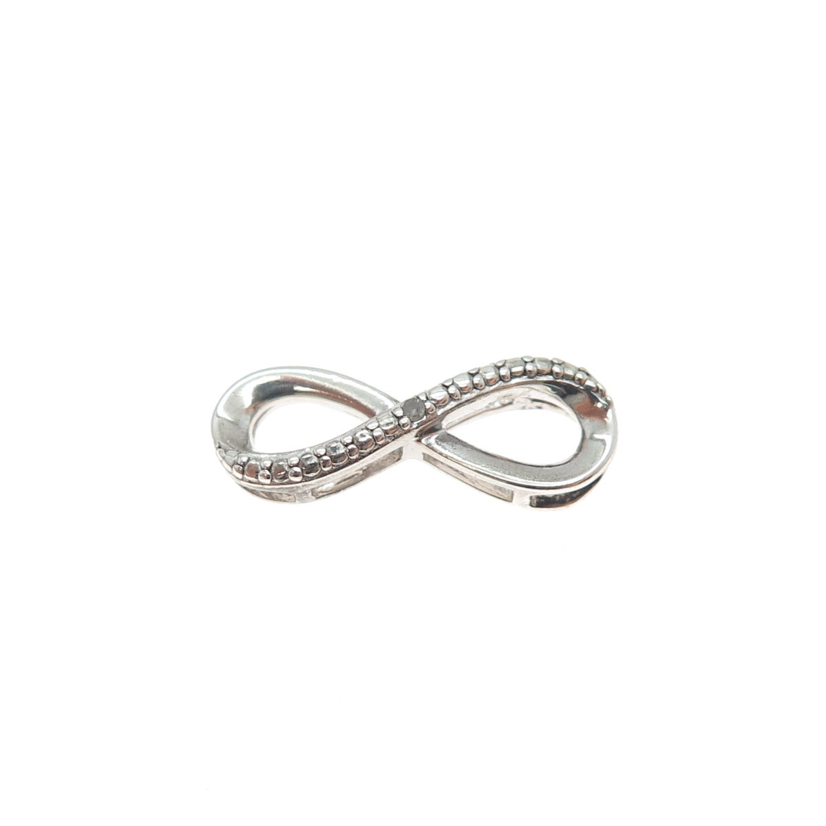 SAI 925 Sterling Silver Real Diamond Accent Infinity Mini Slide Charm Pendant
