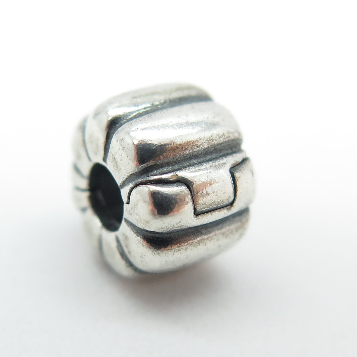 PANDORA 925 Sterling Silver Ribbed Clip Charm