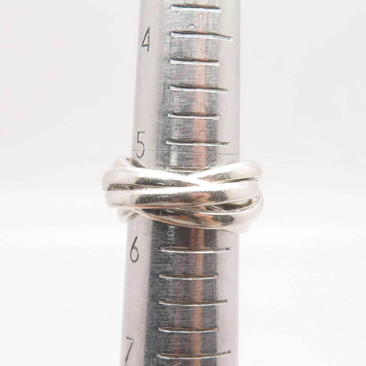 925 Sterling Silver Vintage Mexico Interlocked Band Ring Size 5.75