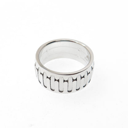 NEOS 925 Sterling Silver Textured Sewing Stitches Band Ring Size 8.25