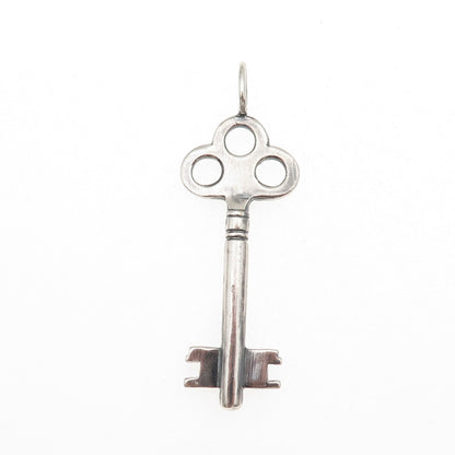 925 Sterling Silver Vintage Club Key Oxidized Charm Pendant