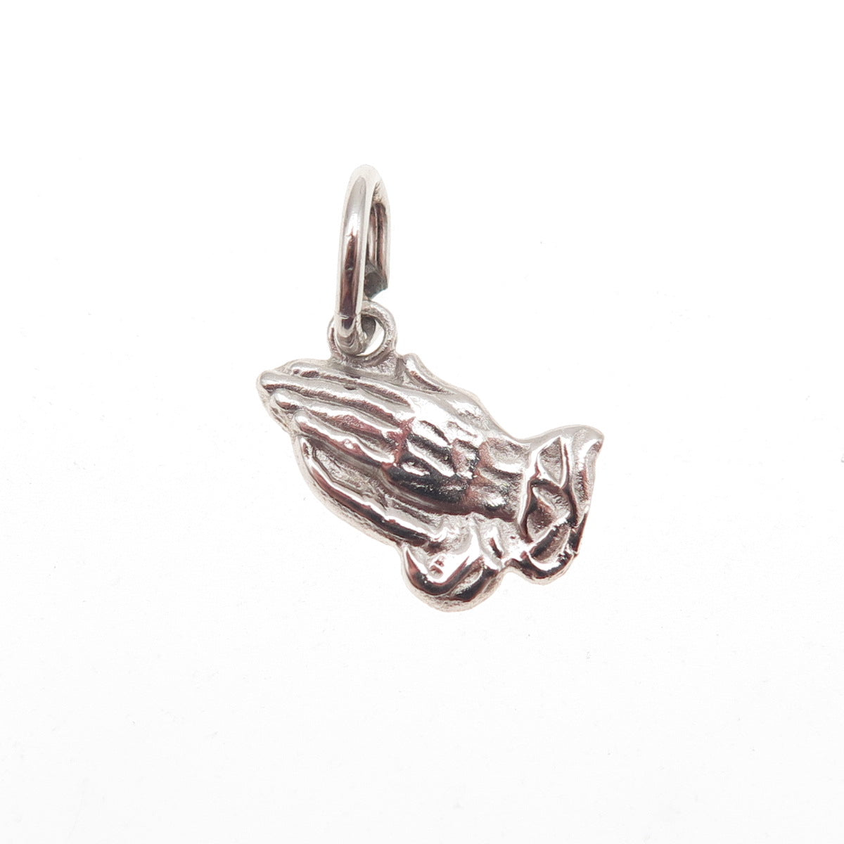 925 Sterling Silver Vintage Prayer Hands Mini Charm Pendant