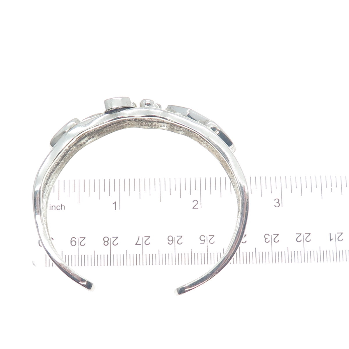 WHITNEY KELLY Sterling Silver Vintage Real Opal Inlay Adjustable Bracelet 6.75"