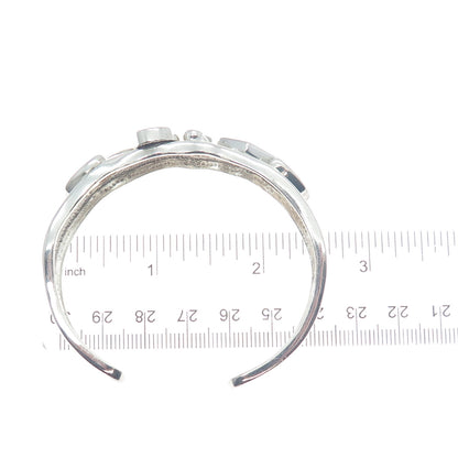 WHITNEY KELLY Sterling Silver Vintage Real Opal Inlay Adjustable Bracelet 6.75"